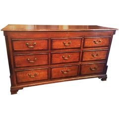 Antique English Oak and Mahogany Banded Mule Chest with Pilaster Corners
