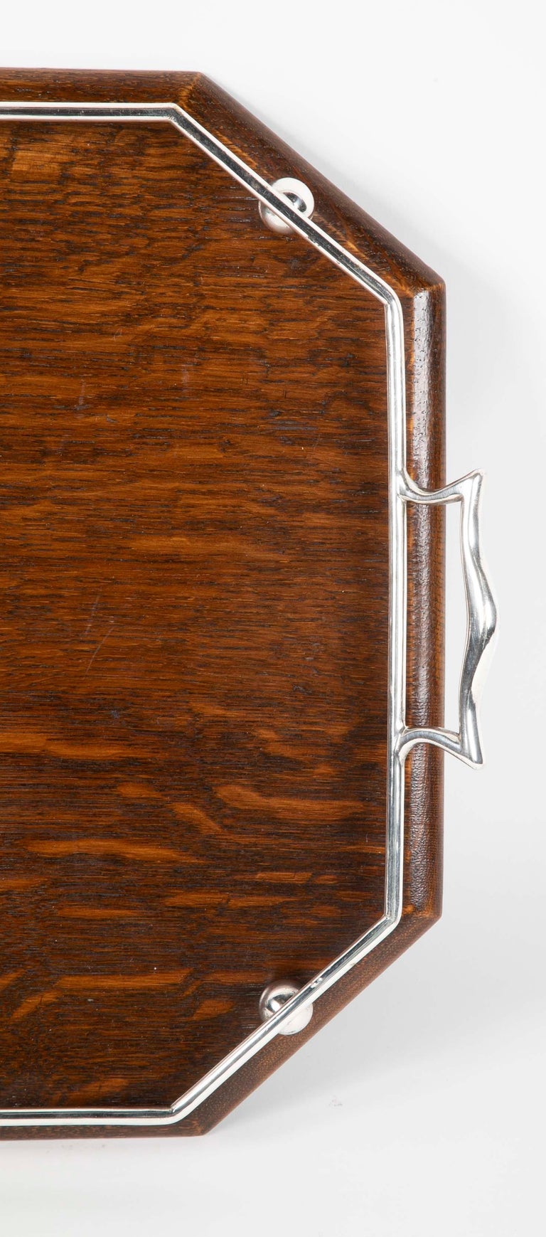 English Oak and Silvered Bronze Serving Tray at 1stDibs