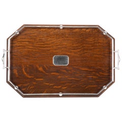 English Oak and Silvered Bronze Serving Tray