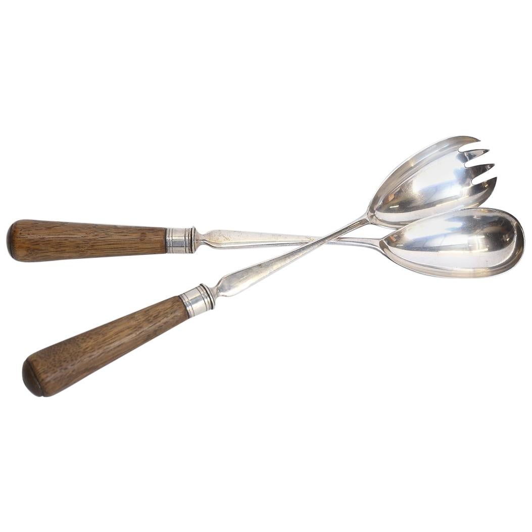 Pezzi da portata inglesi in Oak e silverplate