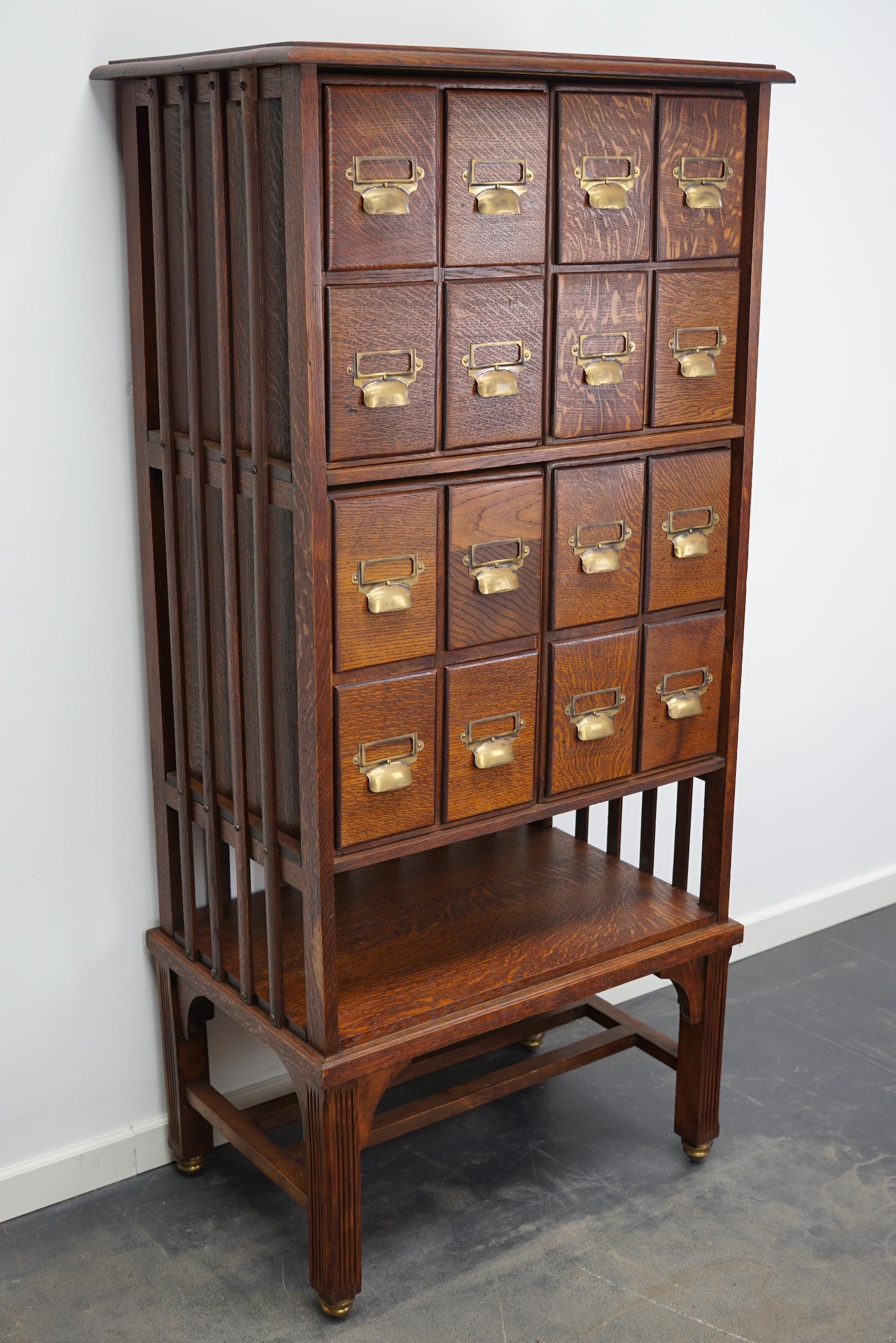 English Oak Apothecary Cabinet or Filing Cabinet, Early 20th Century 5
