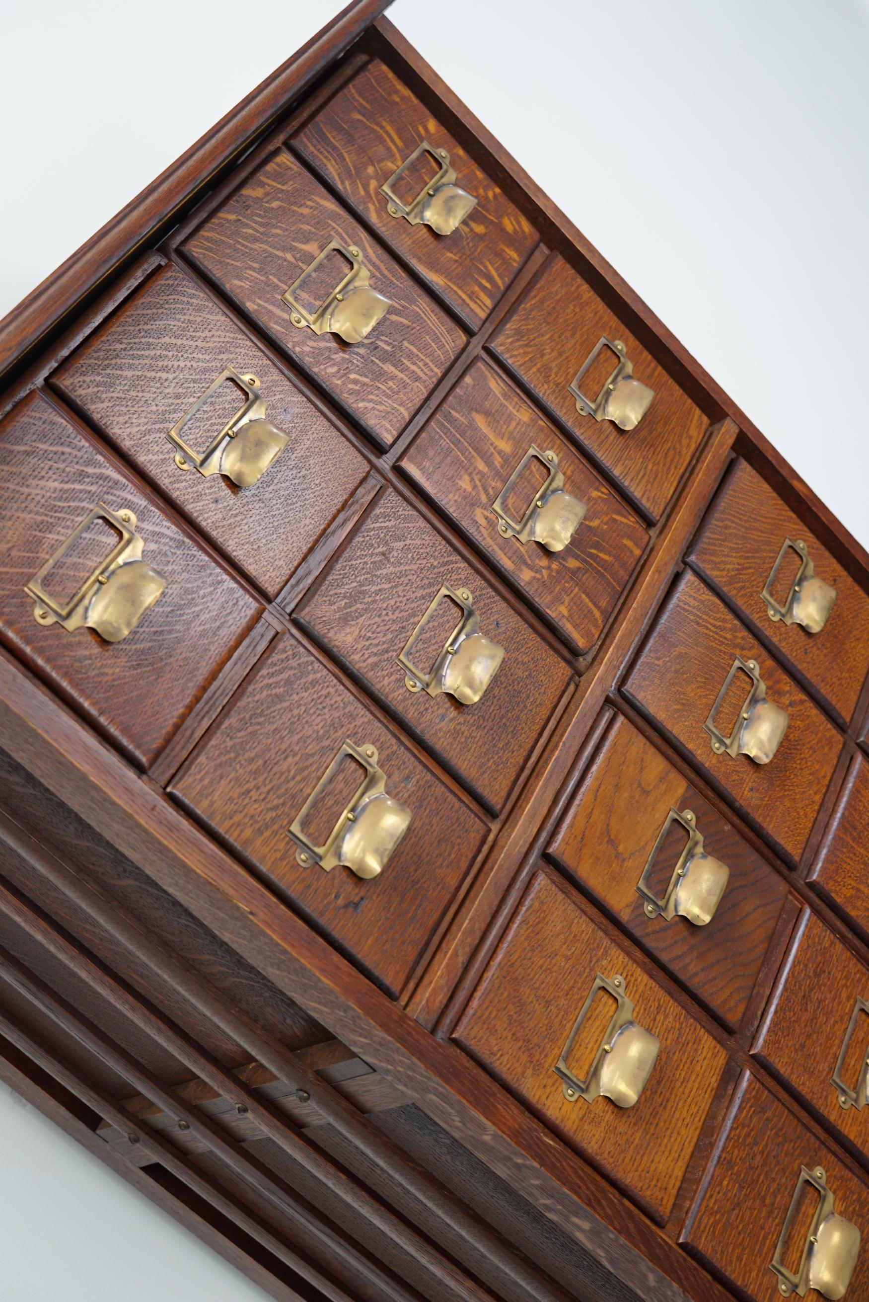 English Oak Apothecary Cabinet or Filing Cabinet, Early 20th Century 7