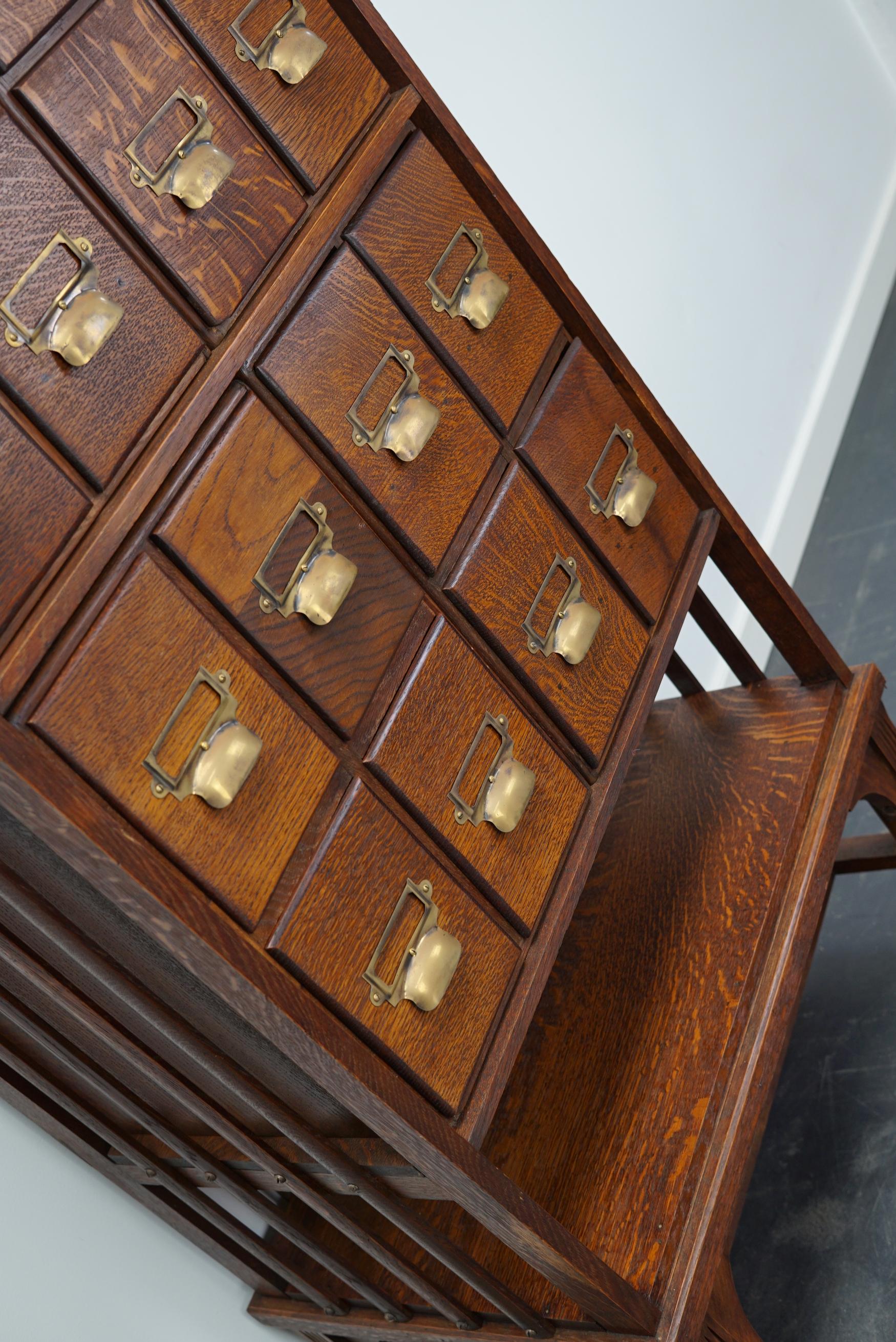 English Oak Apothecary Cabinet or Filing Cabinet, Early 20th Century 8