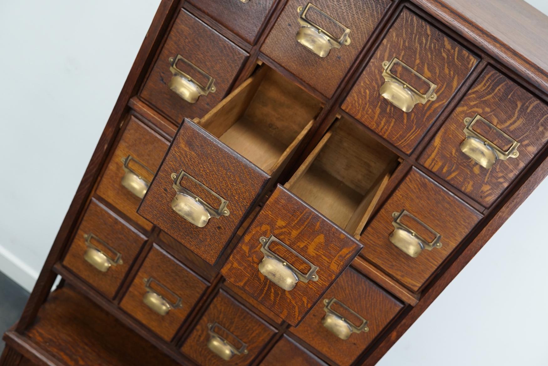 English Oak Apothecary Cabinet or Filing Cabinet, Early 20th Century 9