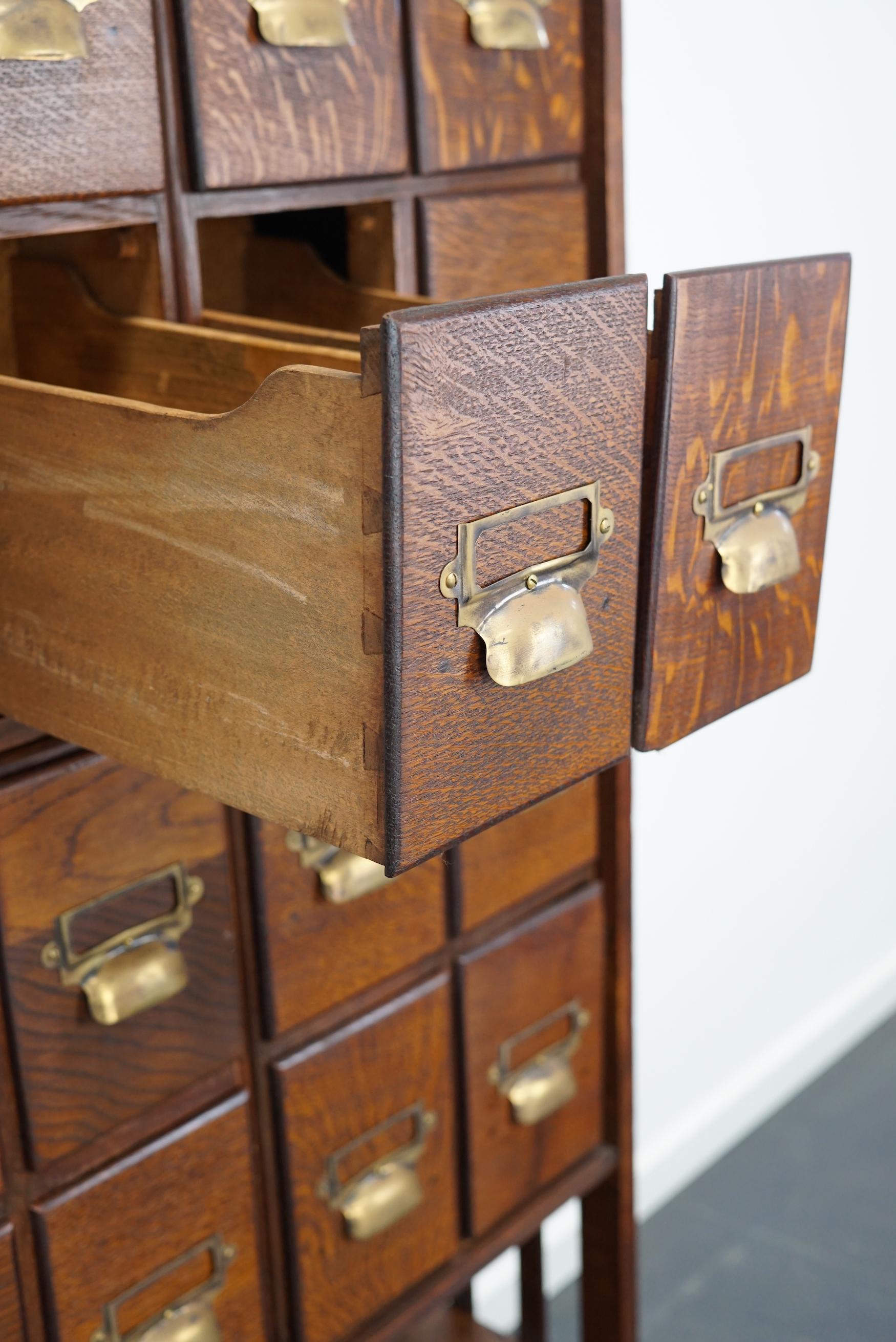 English Oak Apothecary Cabinet or Filing Cabinet, Early 20th Century 11