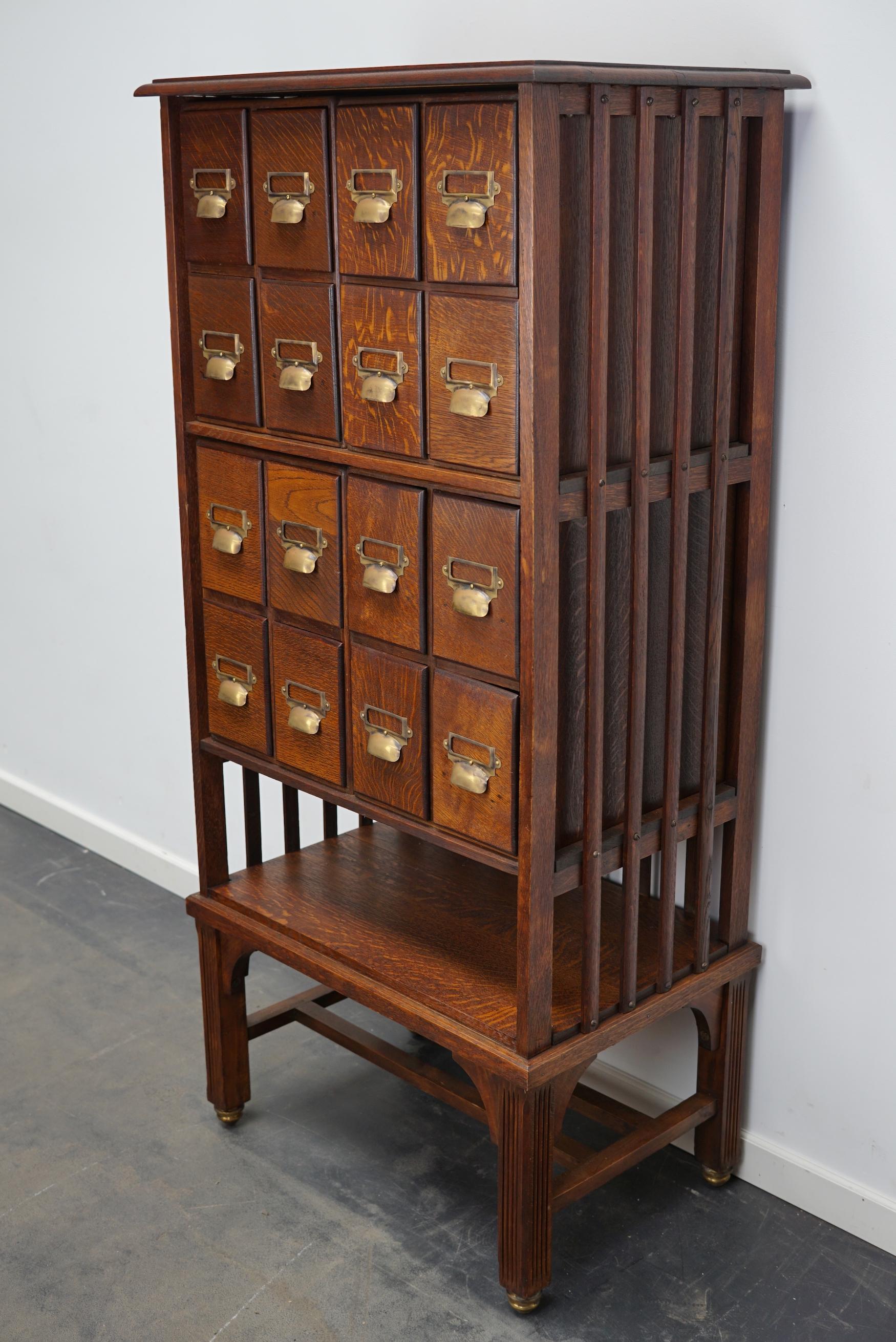 English Oak Apothecary Cabinet or Filing Cabinet, Early 20th Century 12