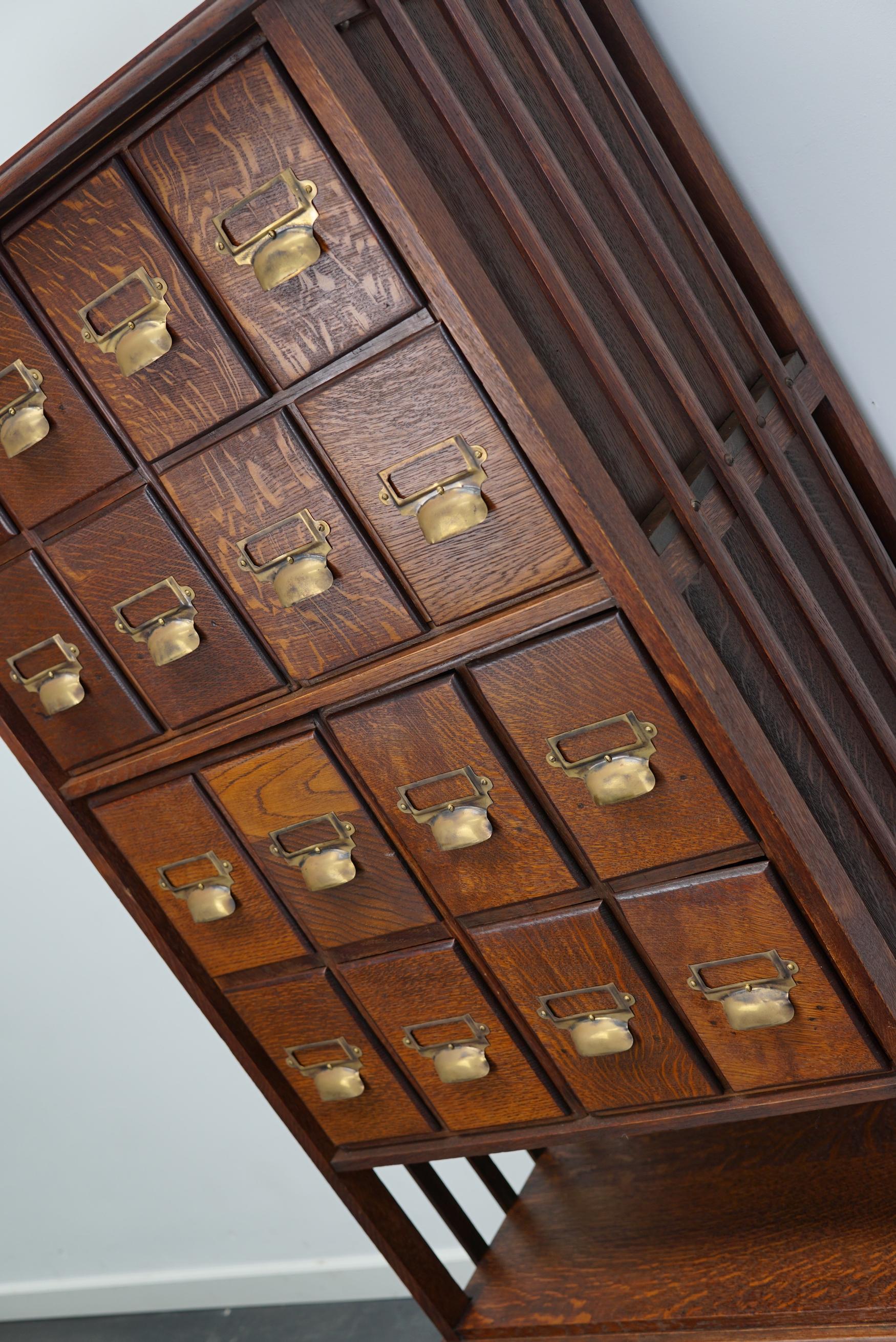 English Oak Apothecary Cabinet or Filing Cabinet, Early 20th Century 1