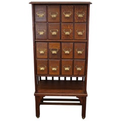 English Oak Apothecary Cabinet or Filing Cabinet, Early 20th Century