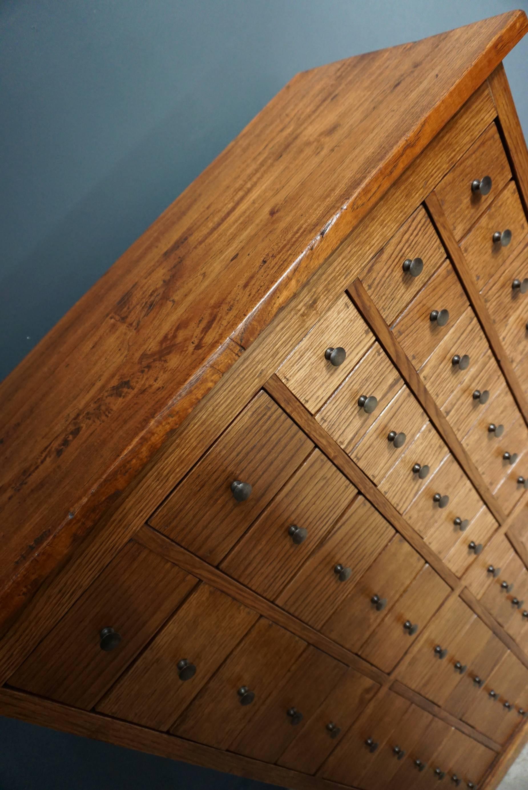 British English Oak Apothecary Cabinet, 1900s