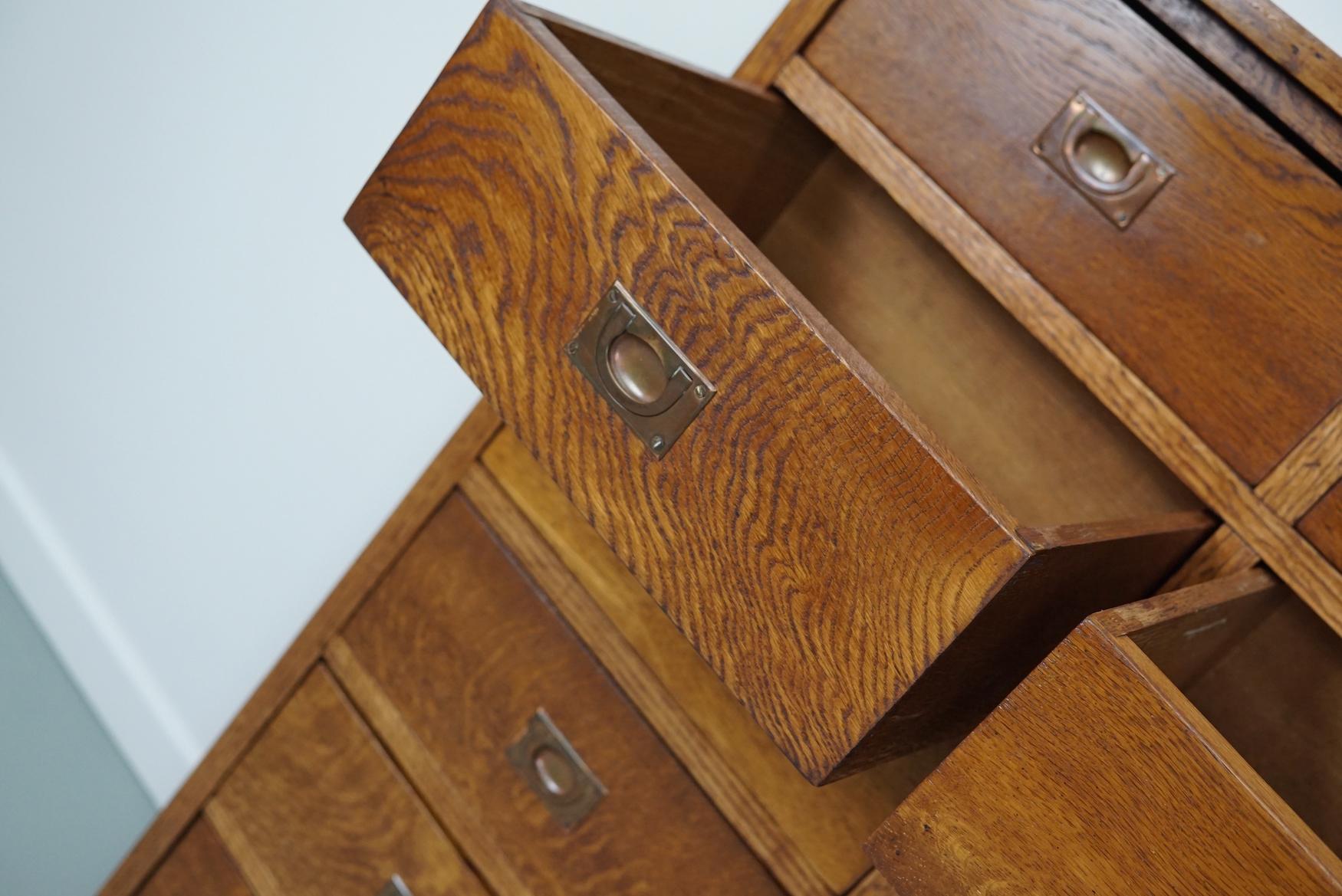 English Oak Apothecary / Filing Cabinet Campaign Style, 1930s 9