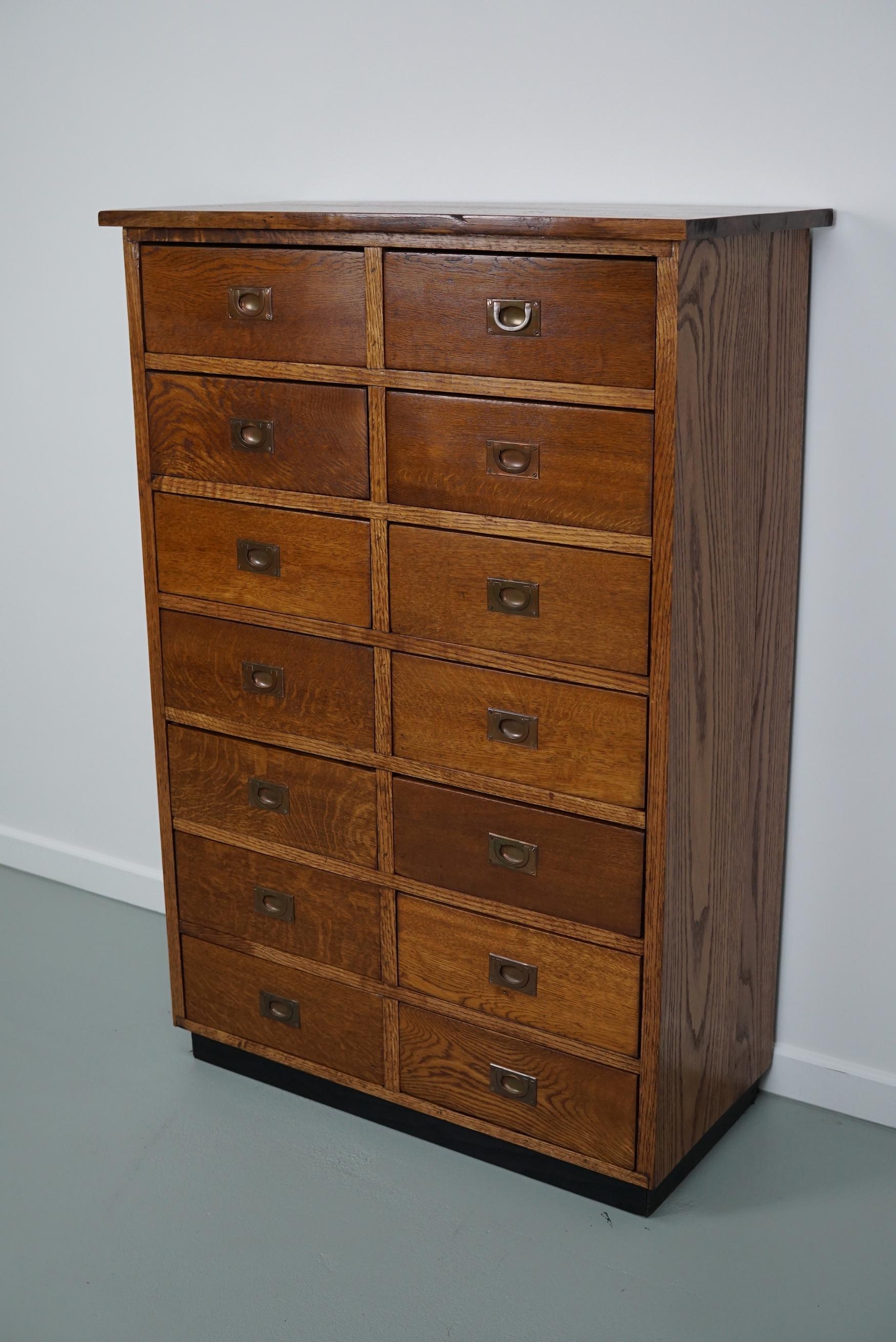 English Oak Apothecary / Filing Cabinet Campaign Style, 1930s 13