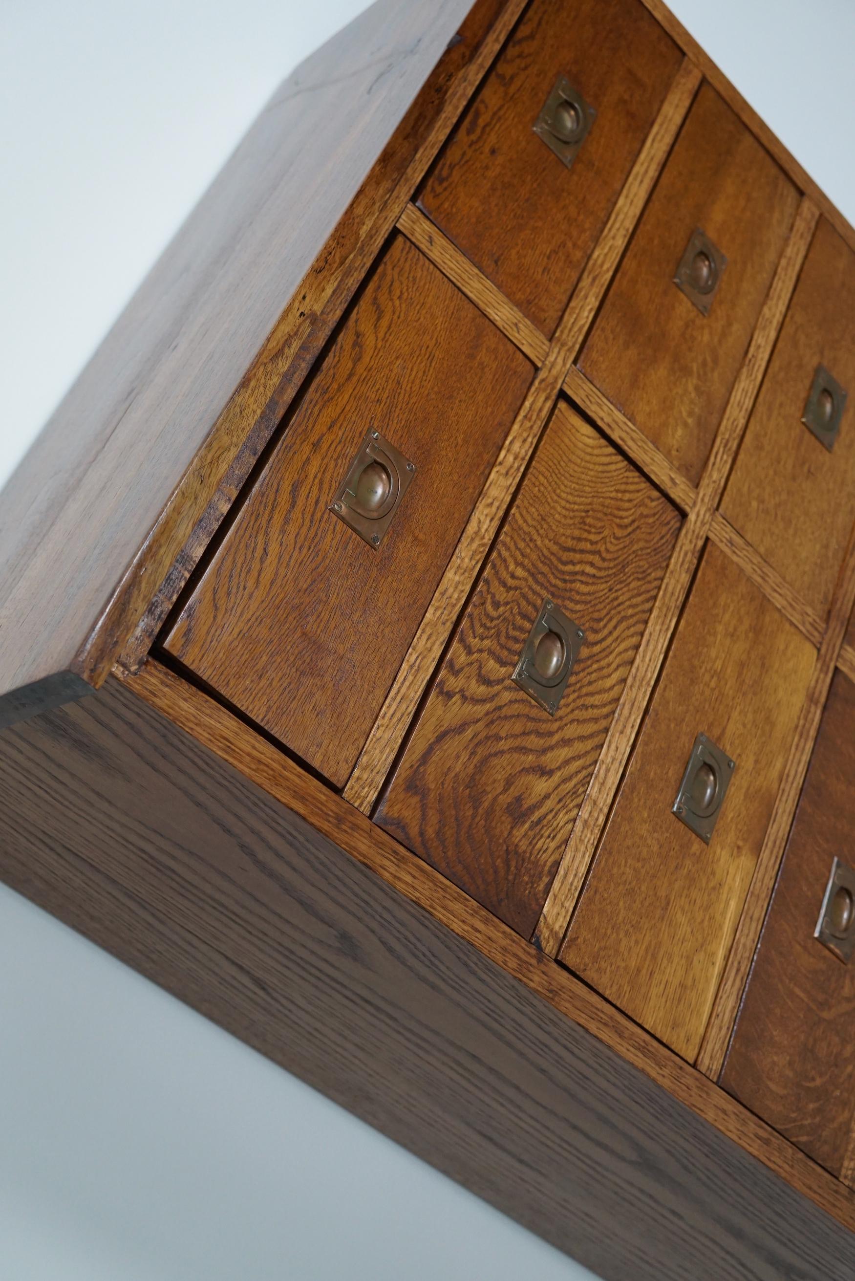 Industrial English Oak Apothecary / Filing Cabinet Campaign Style, 1930s