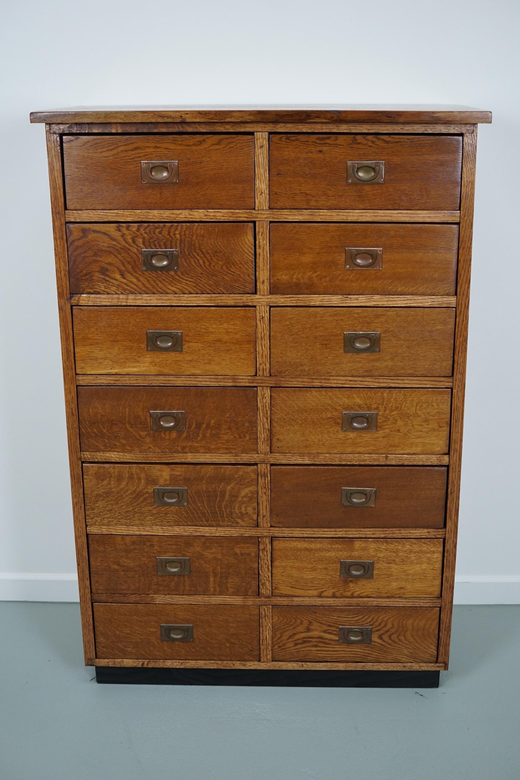 Mid-20th Century English Oak Apothecary / Filing Cabinet Campaign Style, 1930s