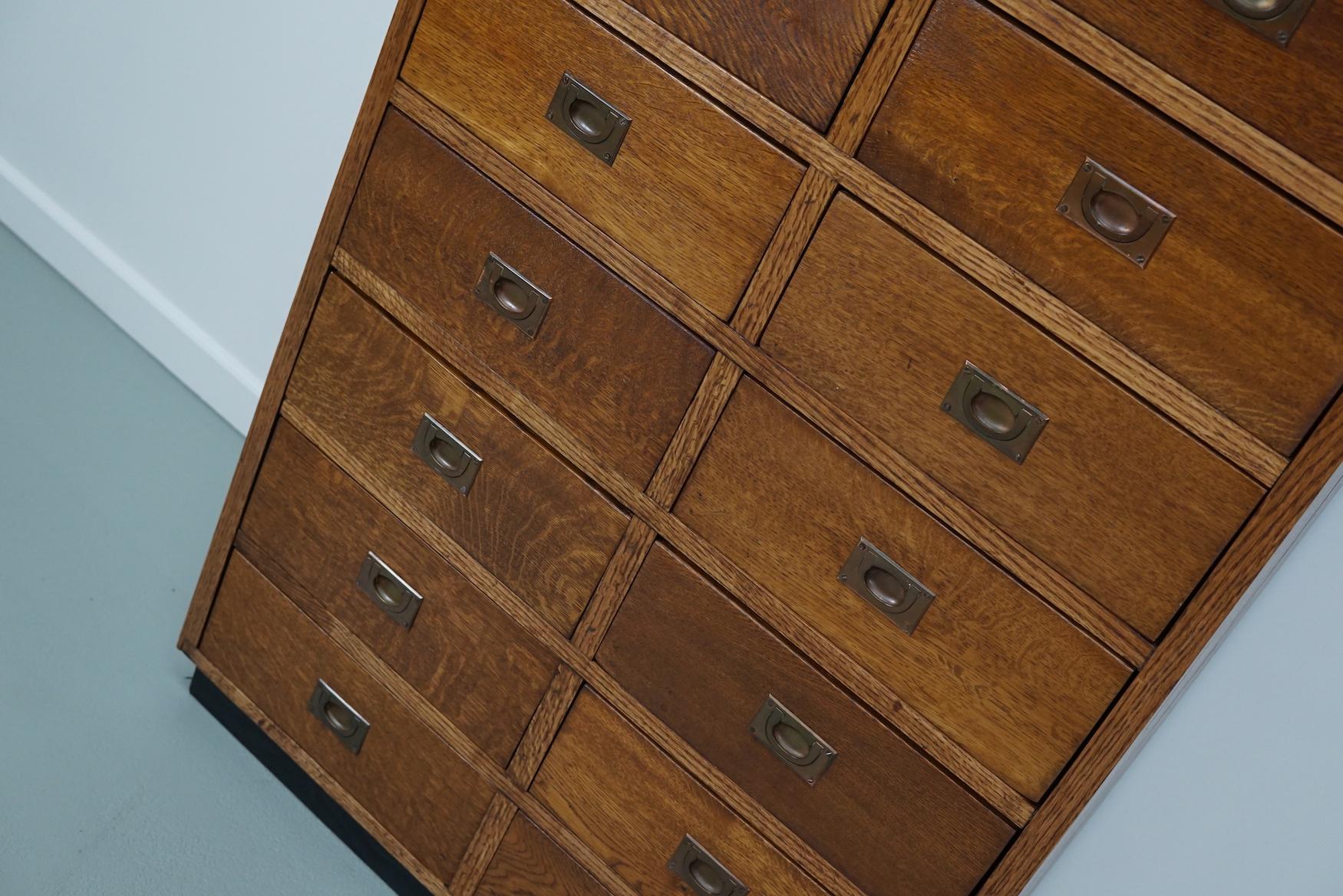 English Oak Apothecary / Filing Cabinet Campaign Style, 1930s 2