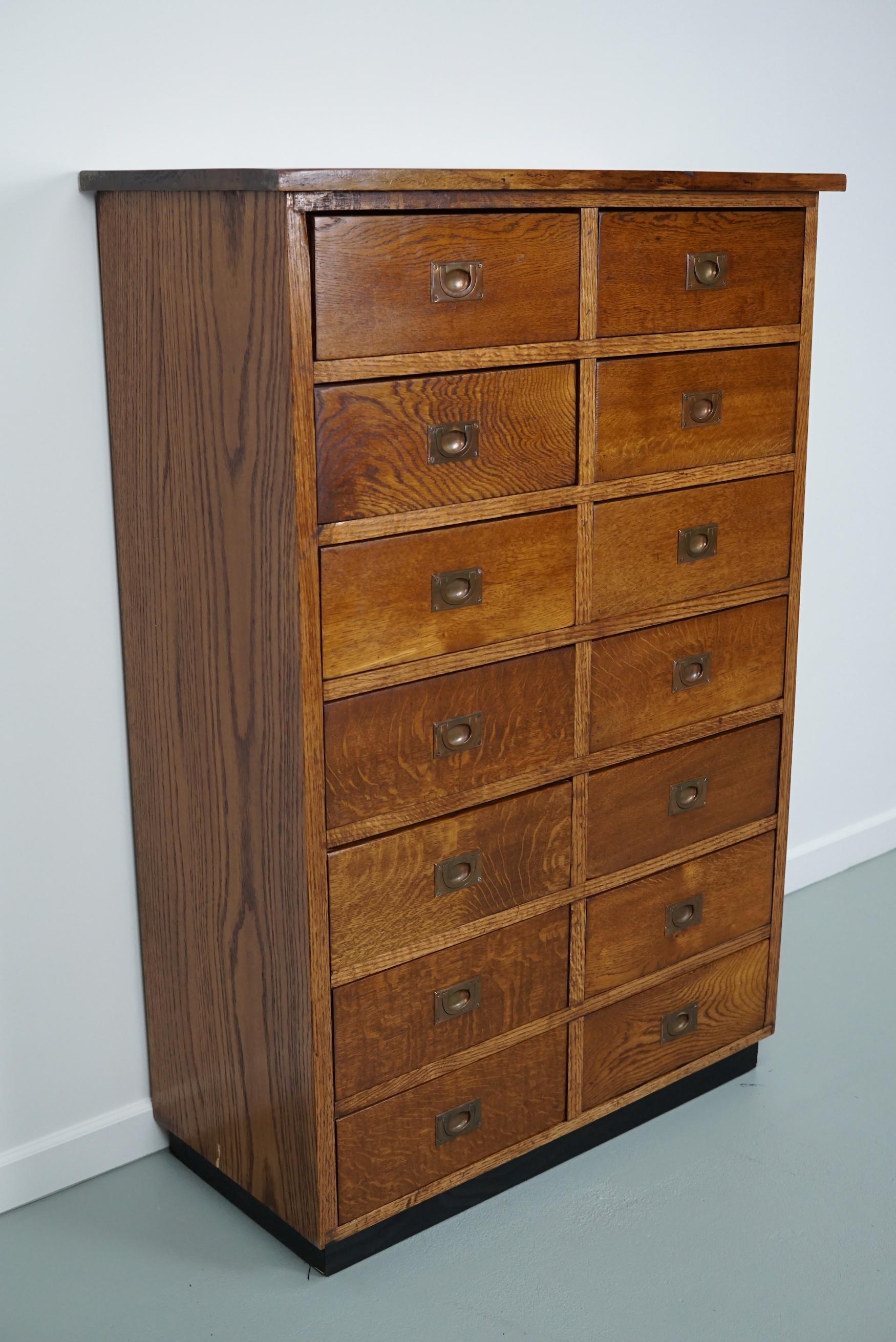 English Oak Apothecary / Filing Cabinet Campaign Style, 1930s 4