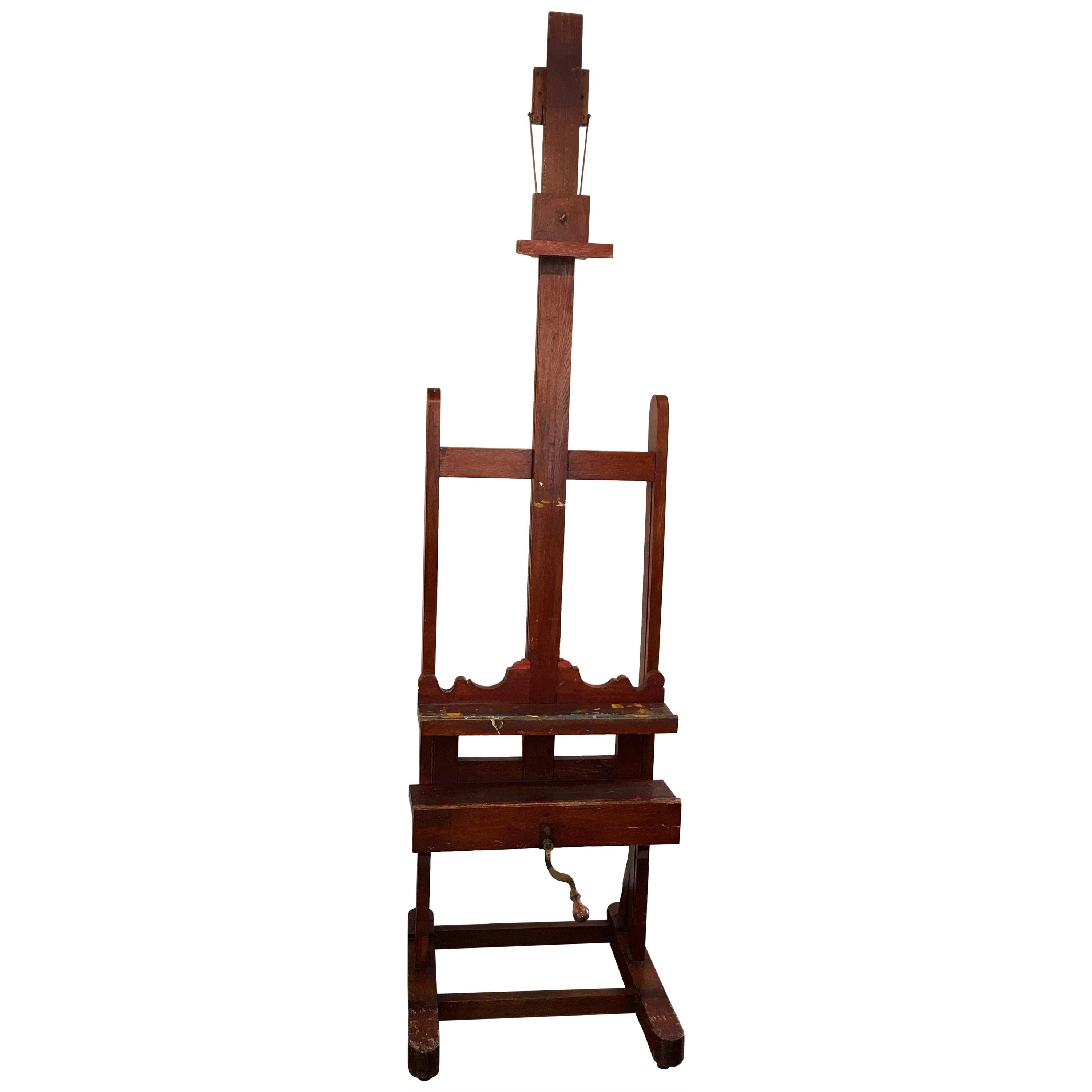 English Oak Artist's Studio Easel, Late 19th Century For Sale