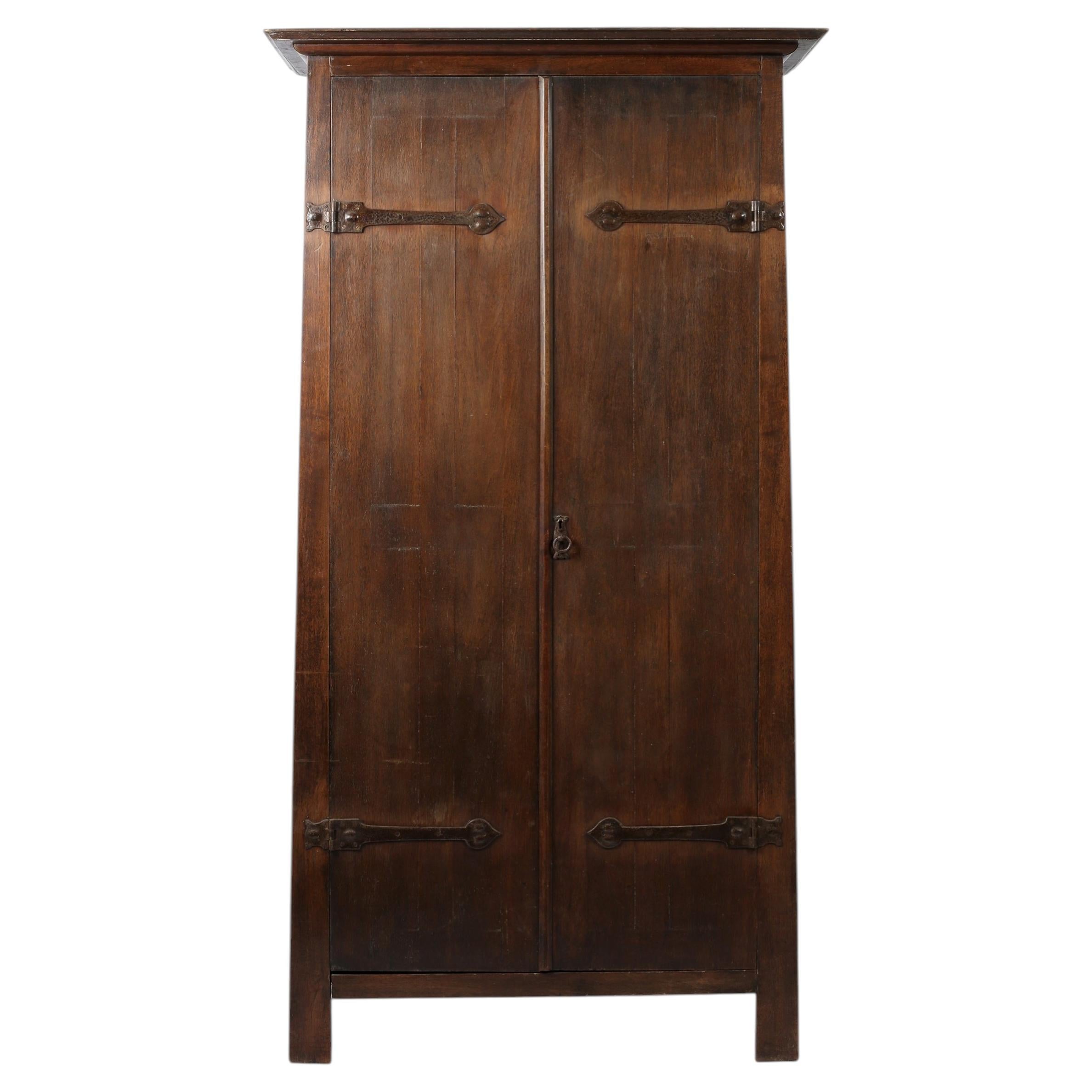 English Oak Arts & Crafts Hall Cupboard