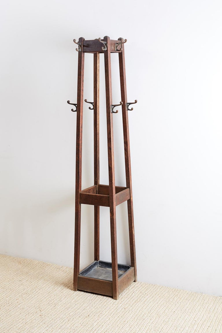 English Oak Arts and Crafts Hall Tree Stand at 1stDibs