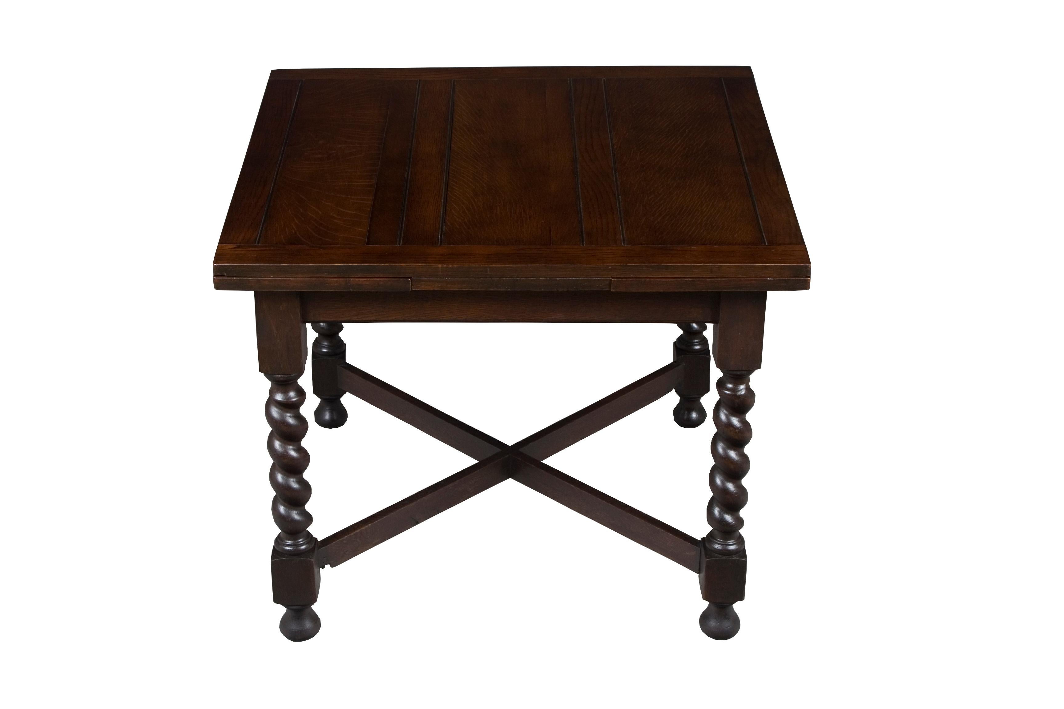 English Oak Barley Twist Draw Leaf Pub Table 3