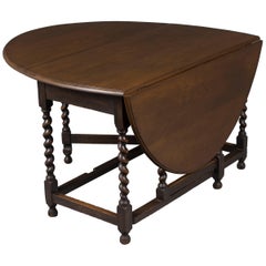 English Oak Barley Twist Gate Leg Drop Leaf Table