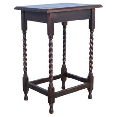 Antique English Oak Barley Twist Side Table A