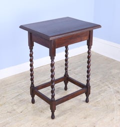 English Oak Barley Twist Side Table B