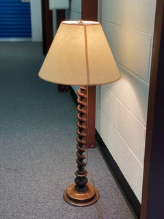 English Oak Barley Twist Tall Table Lamp, Late 19th Century