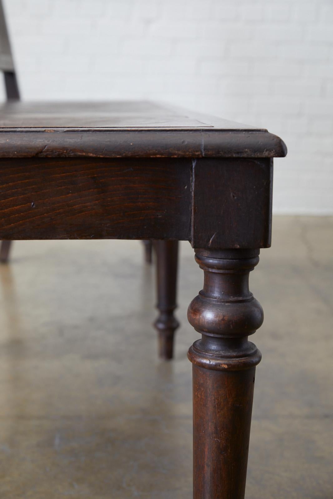 English Oak Bench Settle with Art Nouveau Panels 6