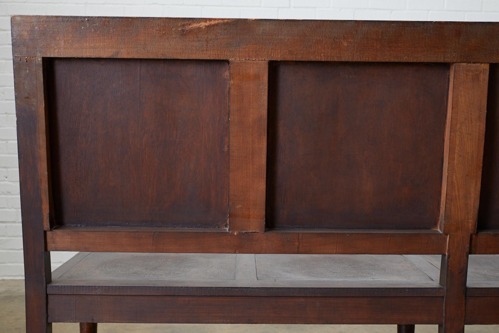 English Oak Bench Settle with Art Nouveau Panels 8