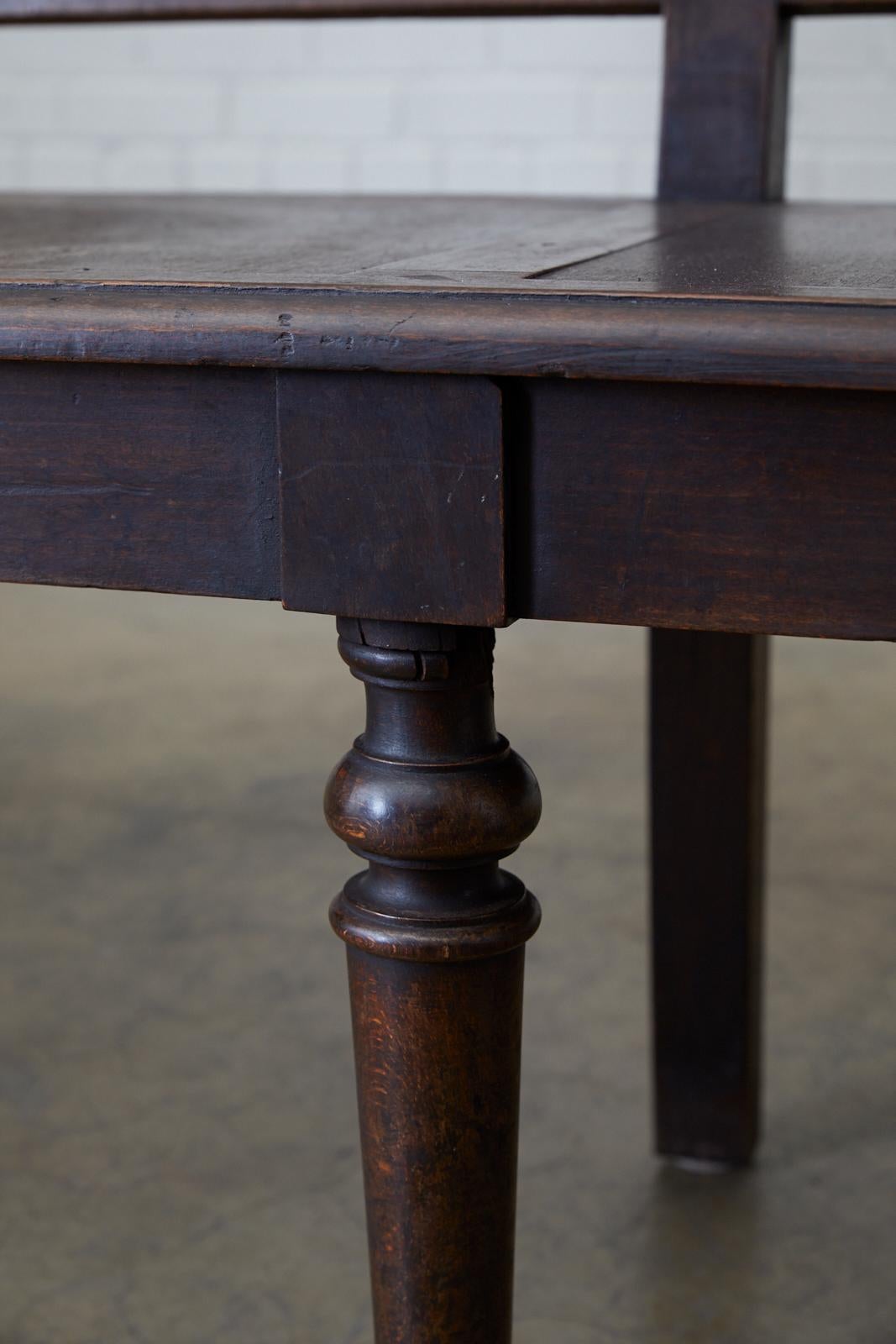 English Oak Bench Settle with Art Nouveau Panels 2