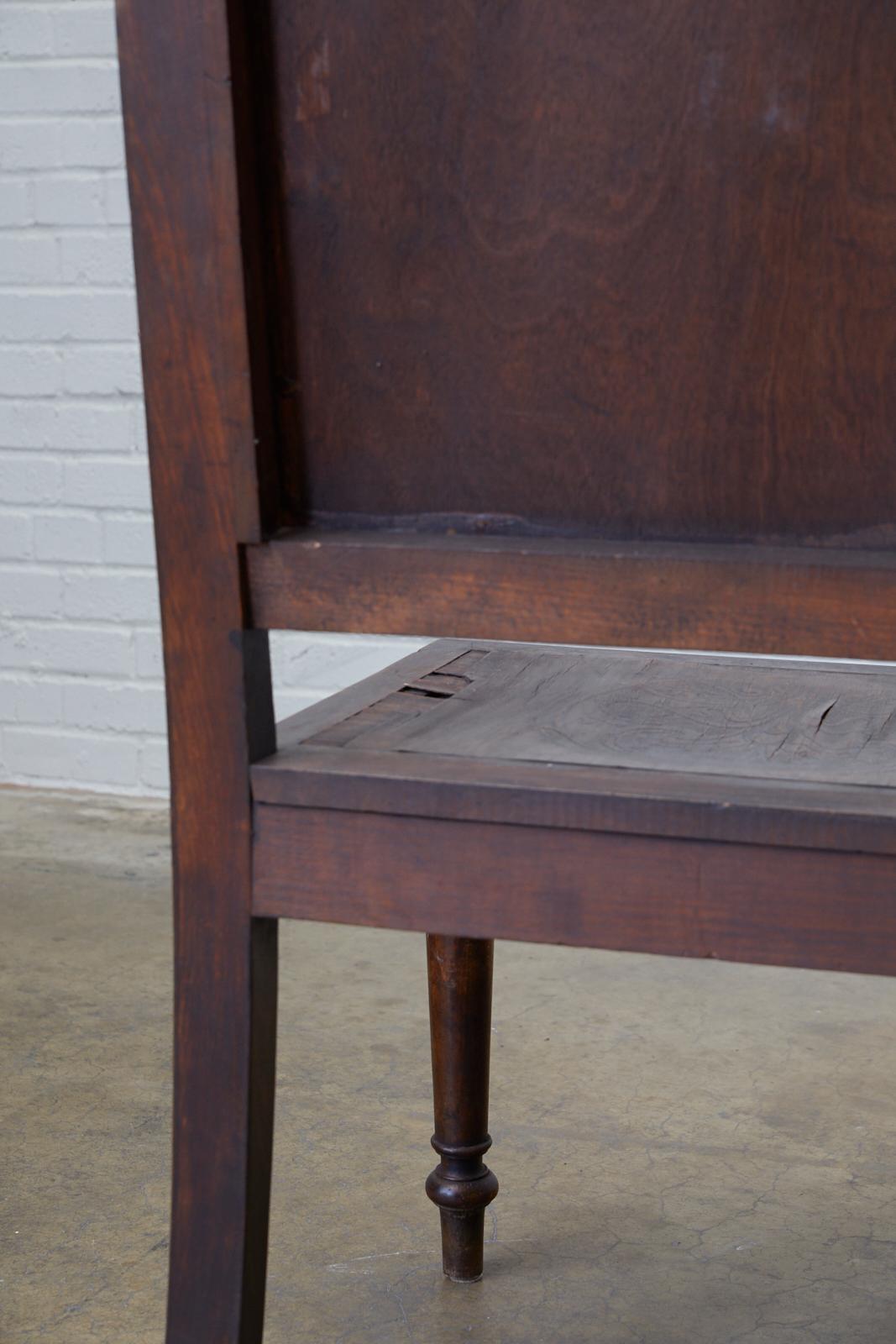 English Oak Bench Settle with Art Nouveau Panels 3