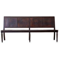 Used English Oak Bench Settle with Art Nouveau Panels