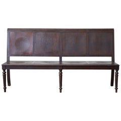 Used English Oak Bench Settle with Art Nouveau Panels