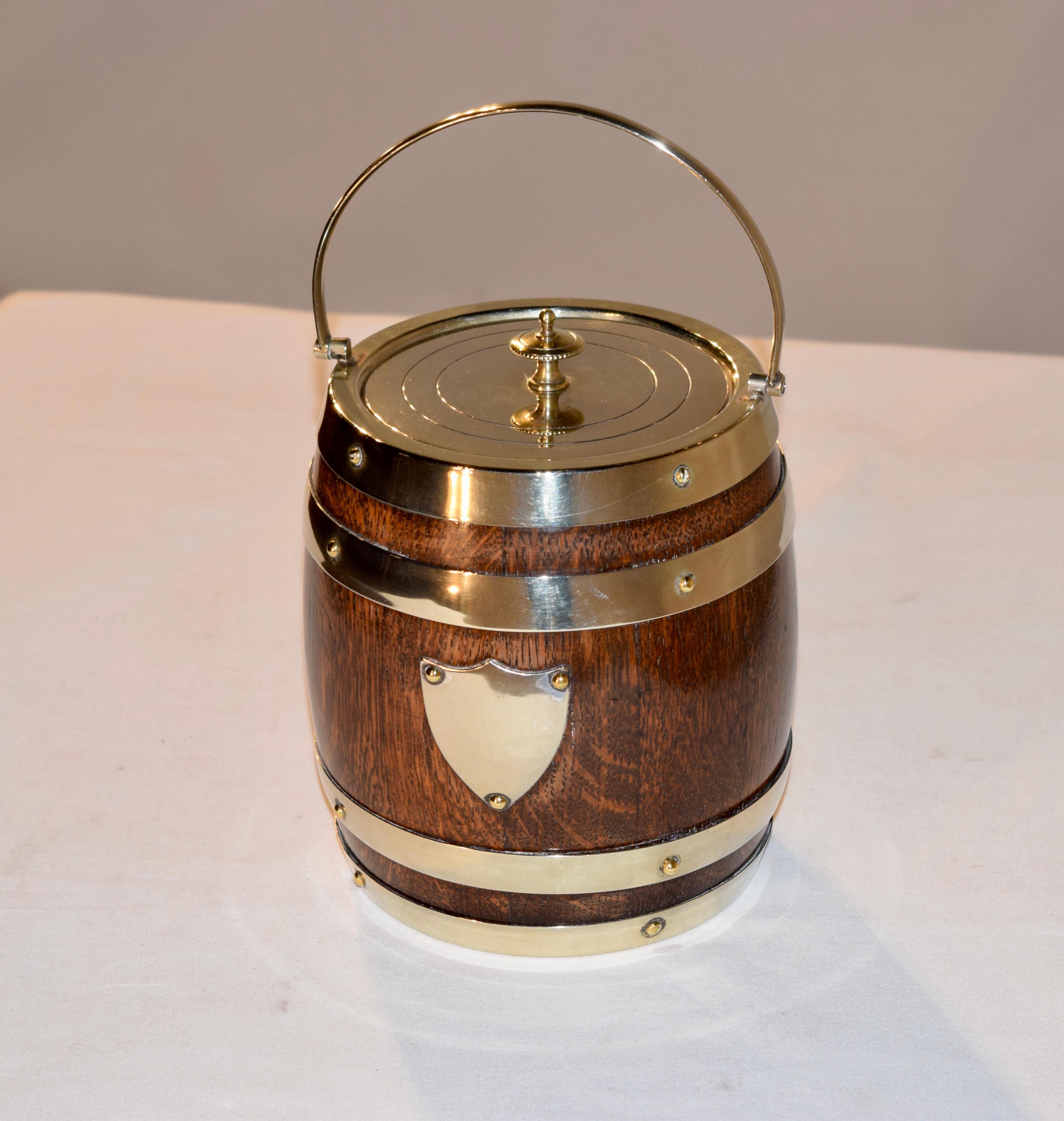 English Oak Biscuit Barrel, circa 1900 5