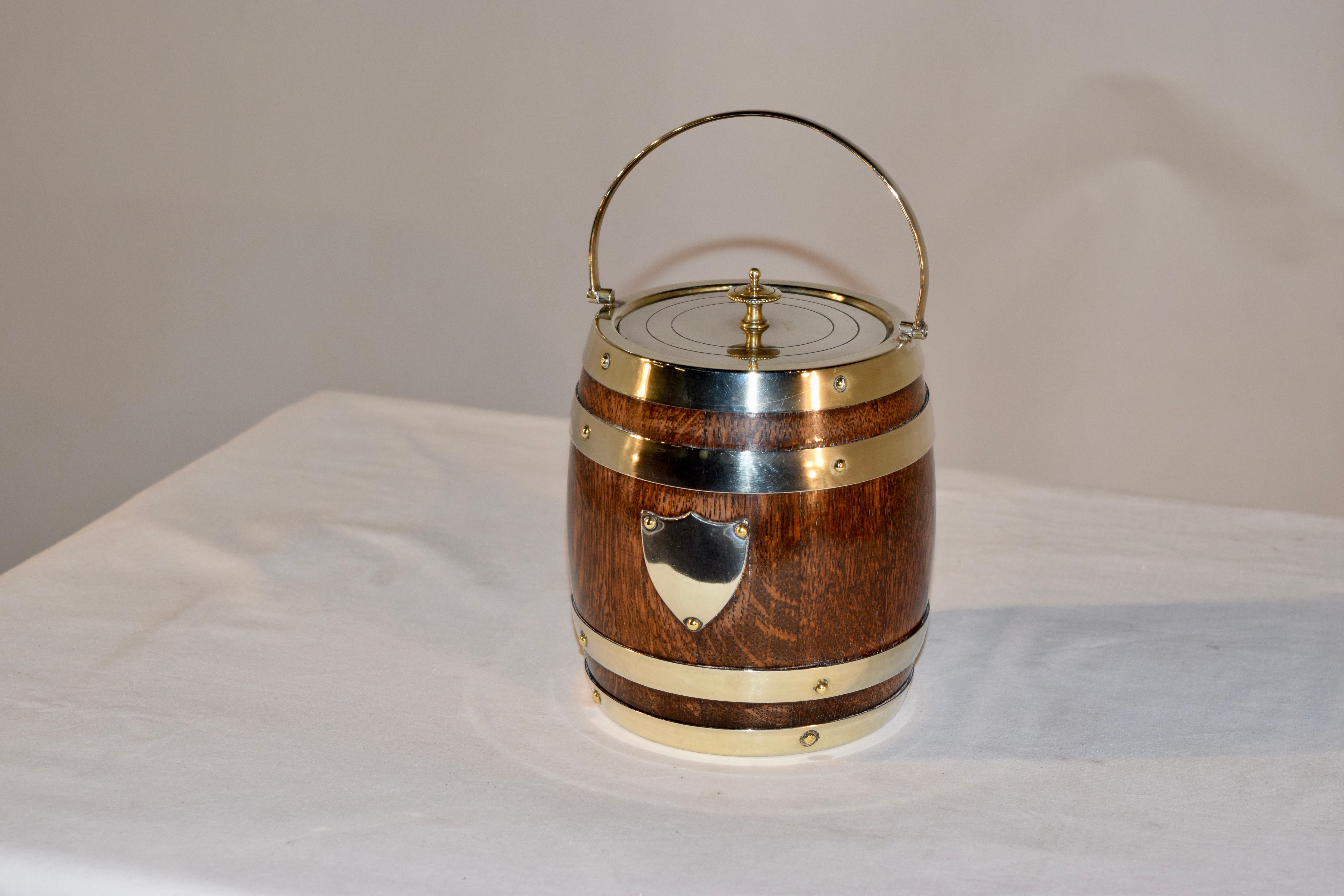 Edwardian English Oak Biscuit Barrel, circa 1900