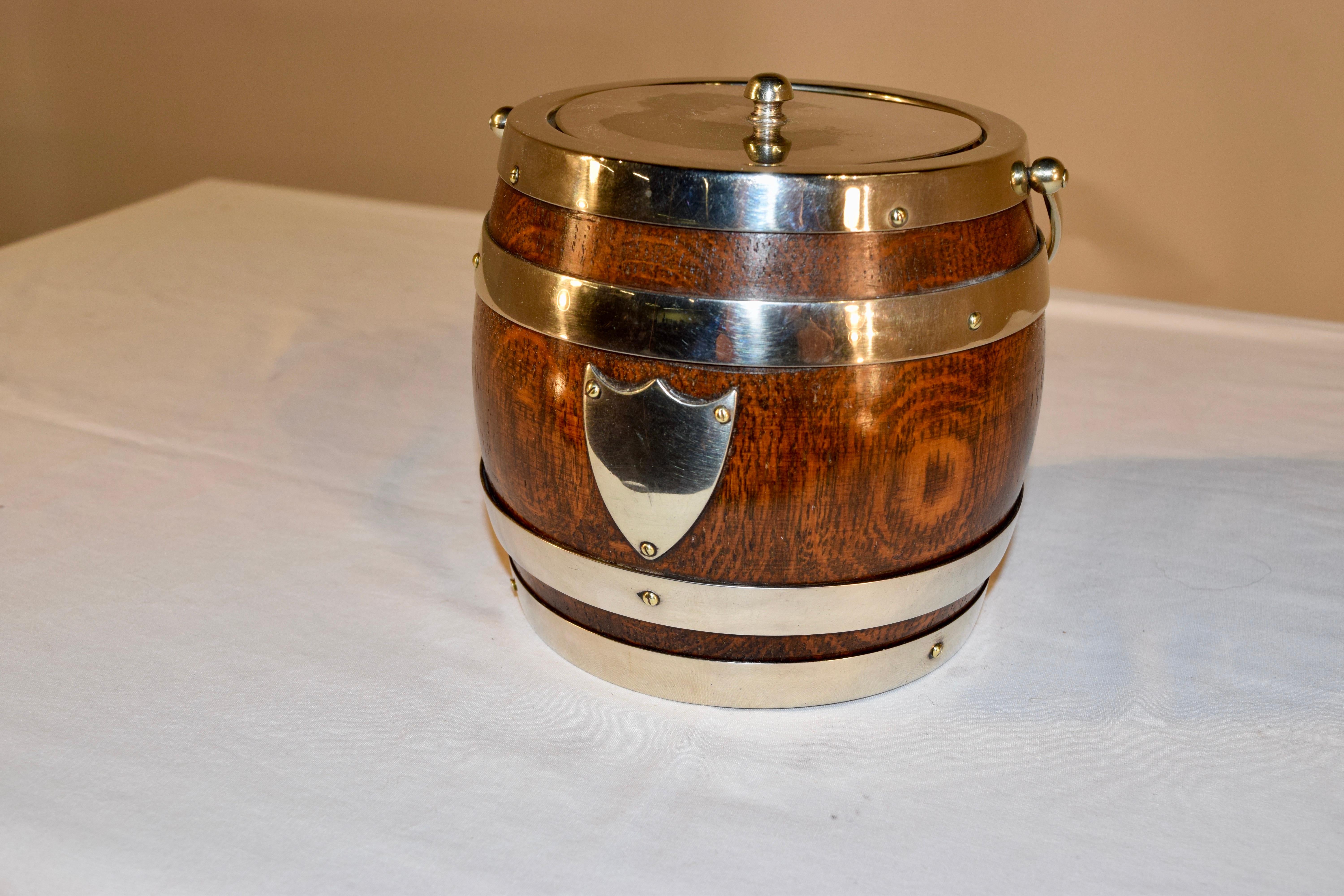 English Oak Biscuit Barrel, circa 1900 1