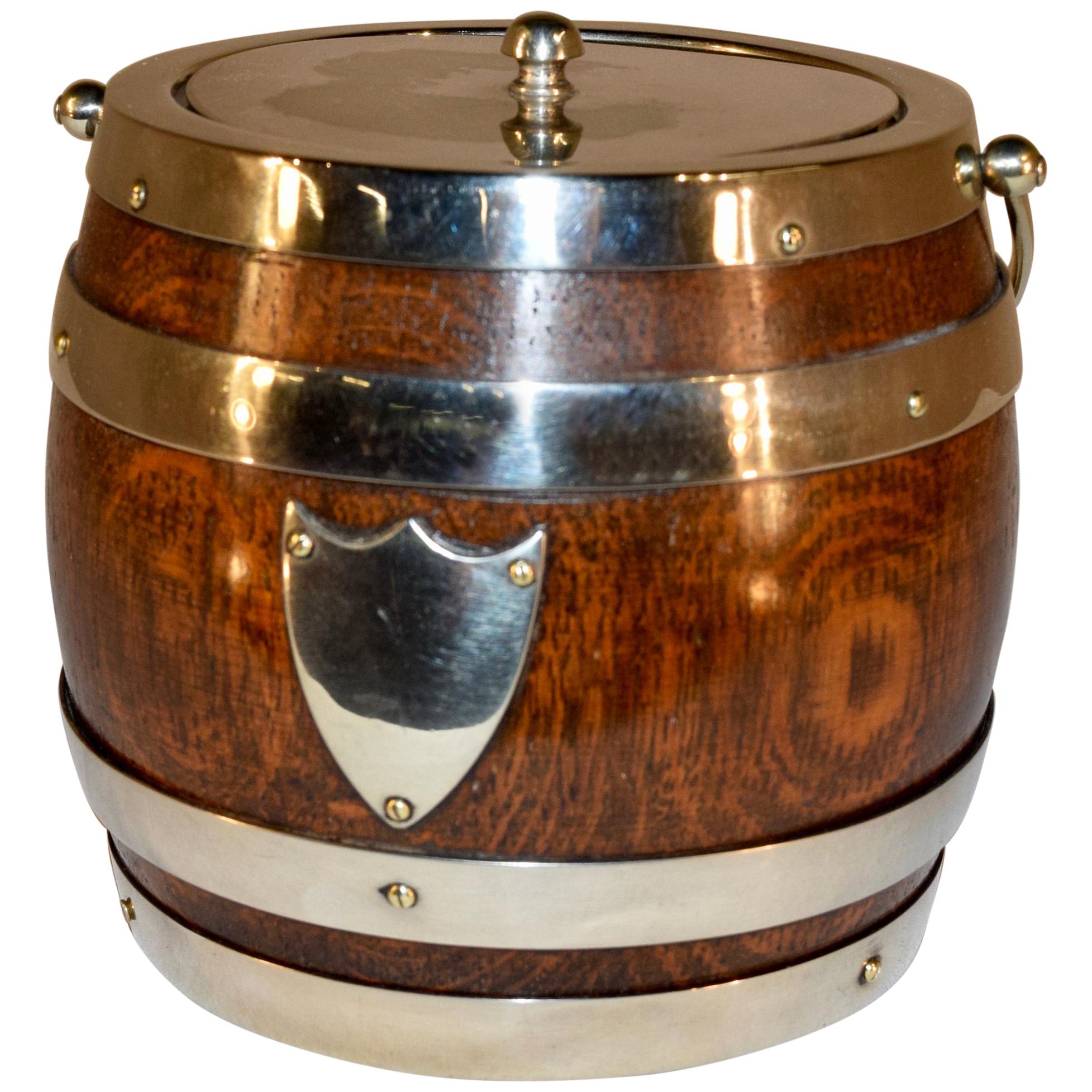 English Oak Biscuit Barrel, circa 1900