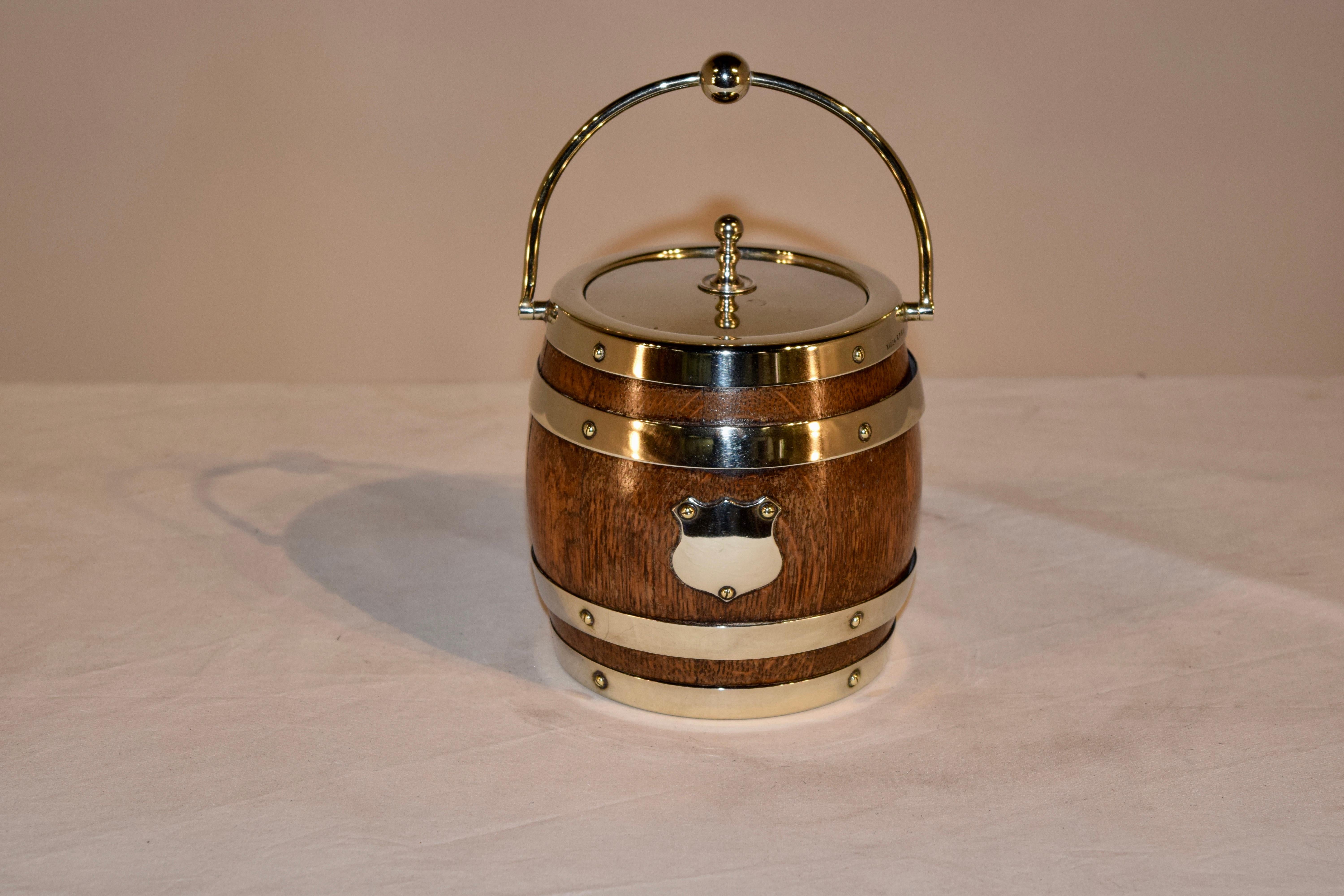 vintage wooden biscuit barrel