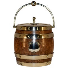 Antique English Oak Biscuit Barrel, circa 1900