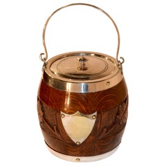 English Oak Biscuit Barrel, circa 1900