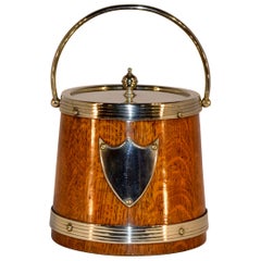 Antique English Oak Biscuit Barrel