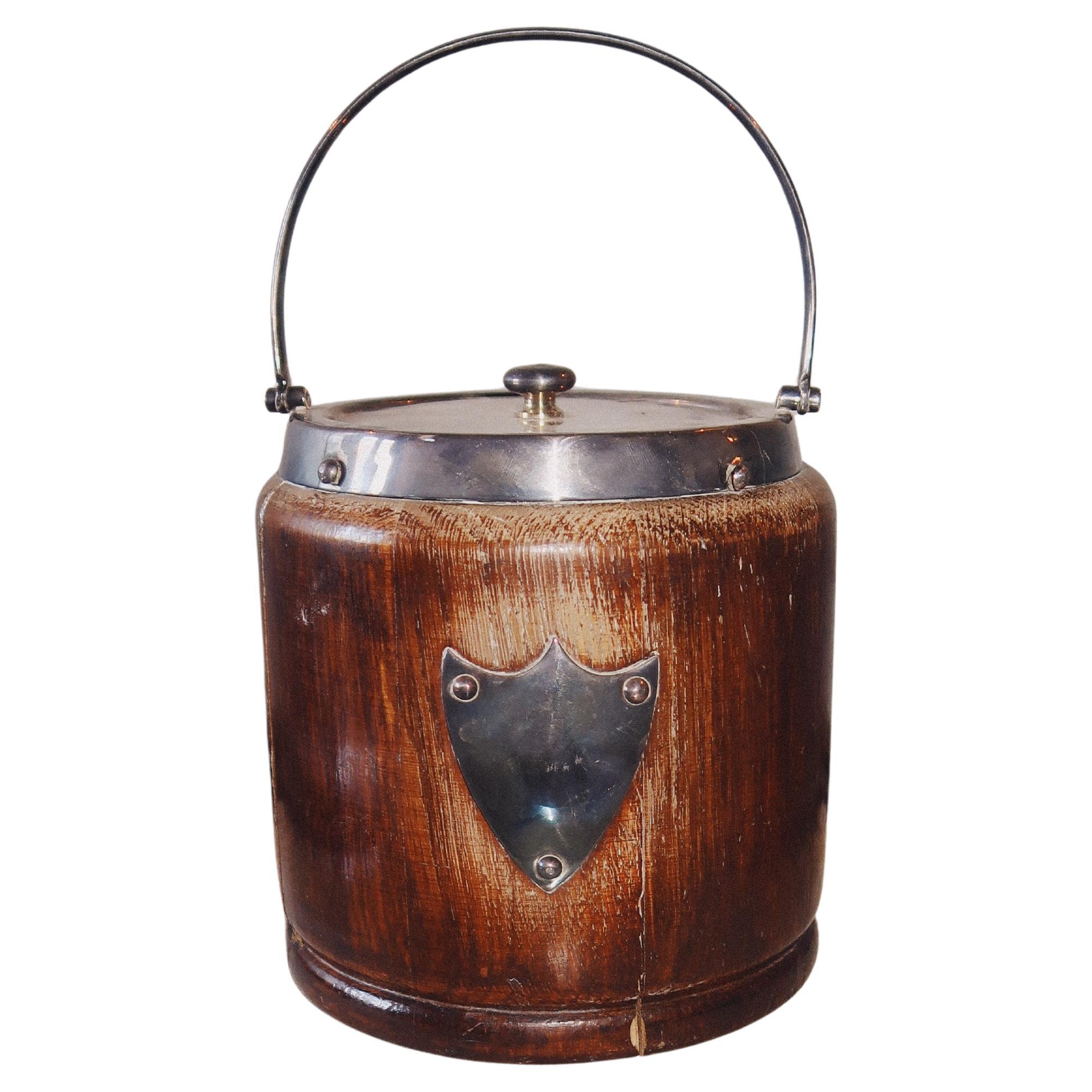 English Oak Biscuit Barrel For Sale