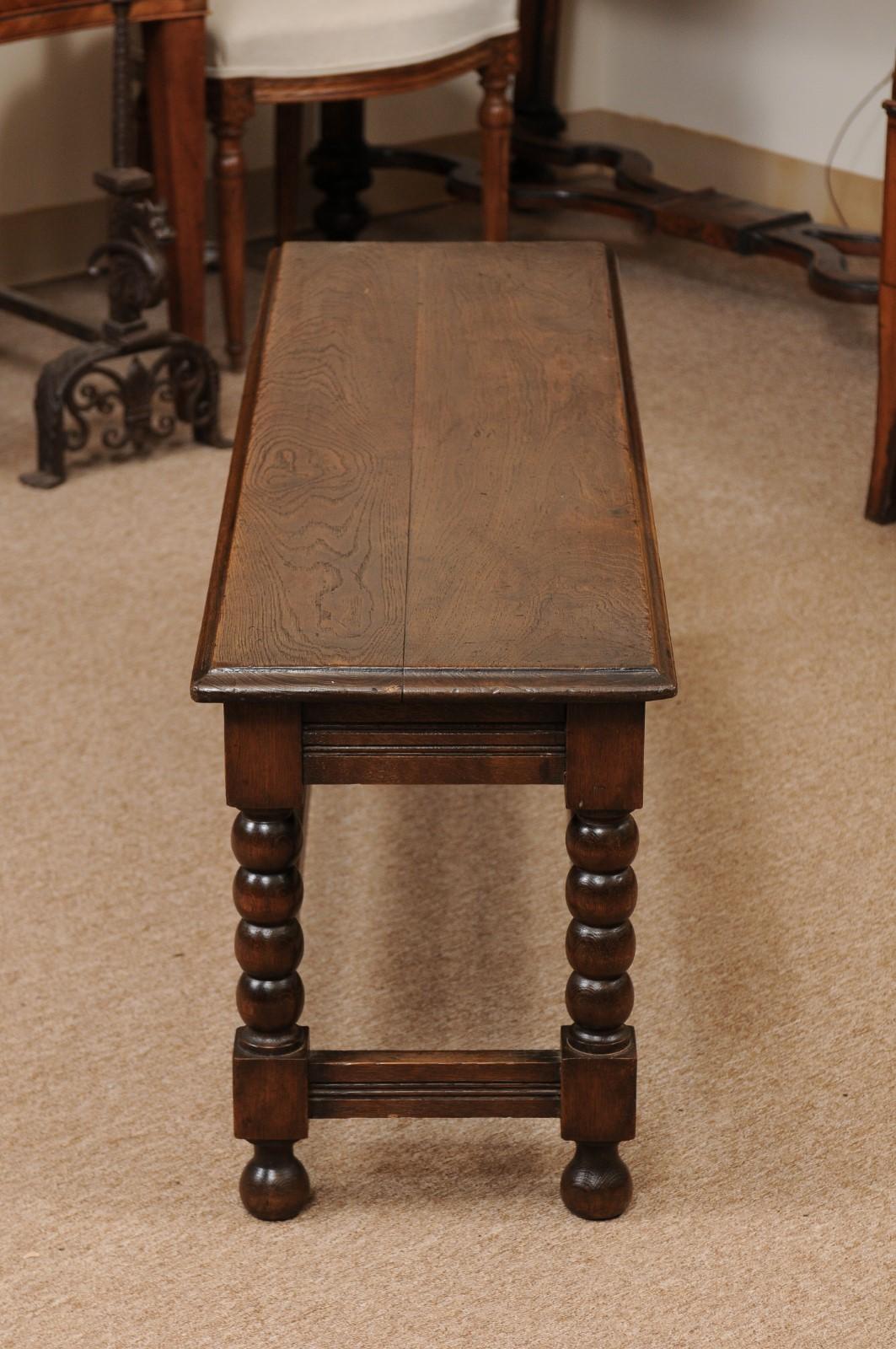 English Oak Bobbin Turned Bench, Late 19th Century 8