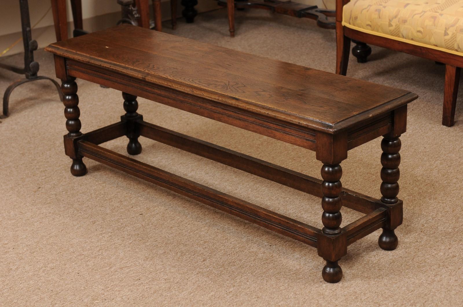 English Oak Bobbin Turned Bench, Late 19th Century 9