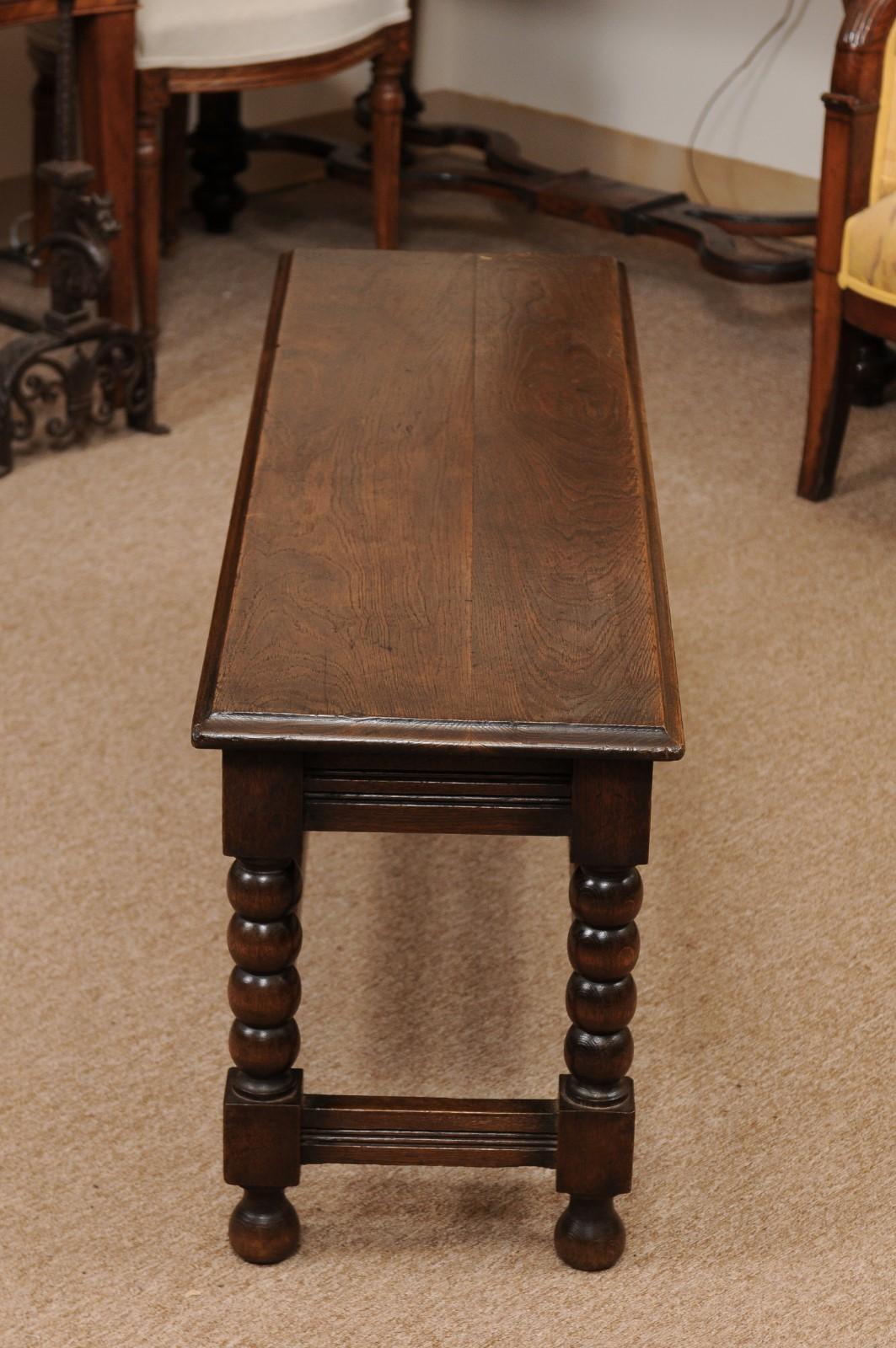 English Oak Bobbin Turned Bench, Late 19th Century 2