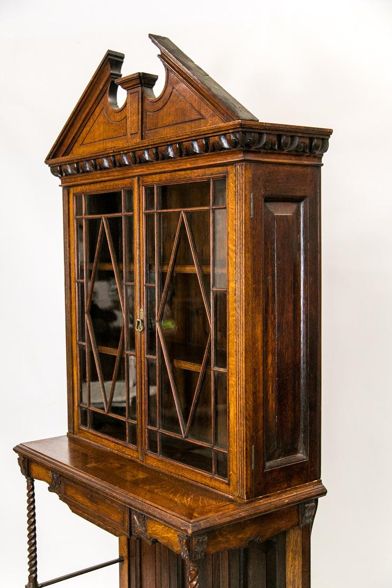 English Oak Bookcase/Display Cabinet 7