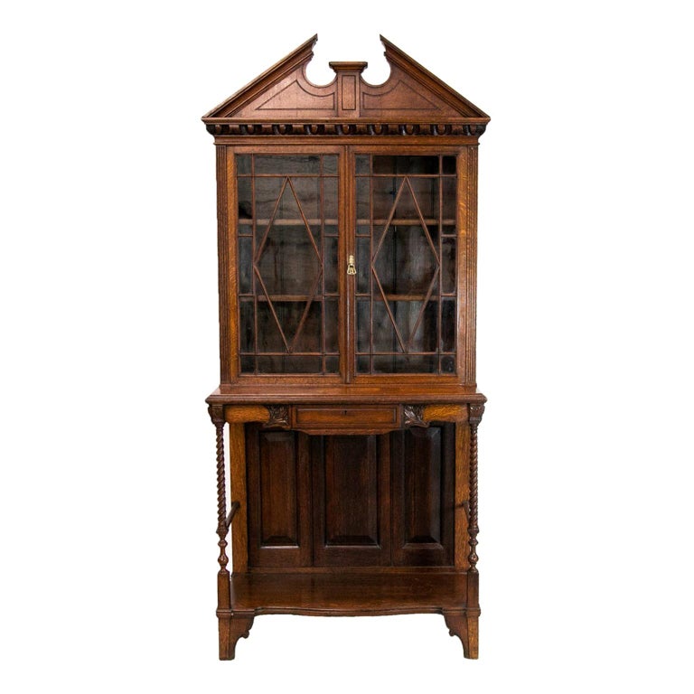 English Oak Bookcase/Display Cabinet