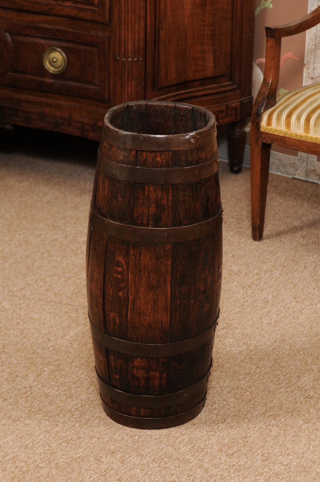 English Oak and Brass Barrell, Late 19th Century 2