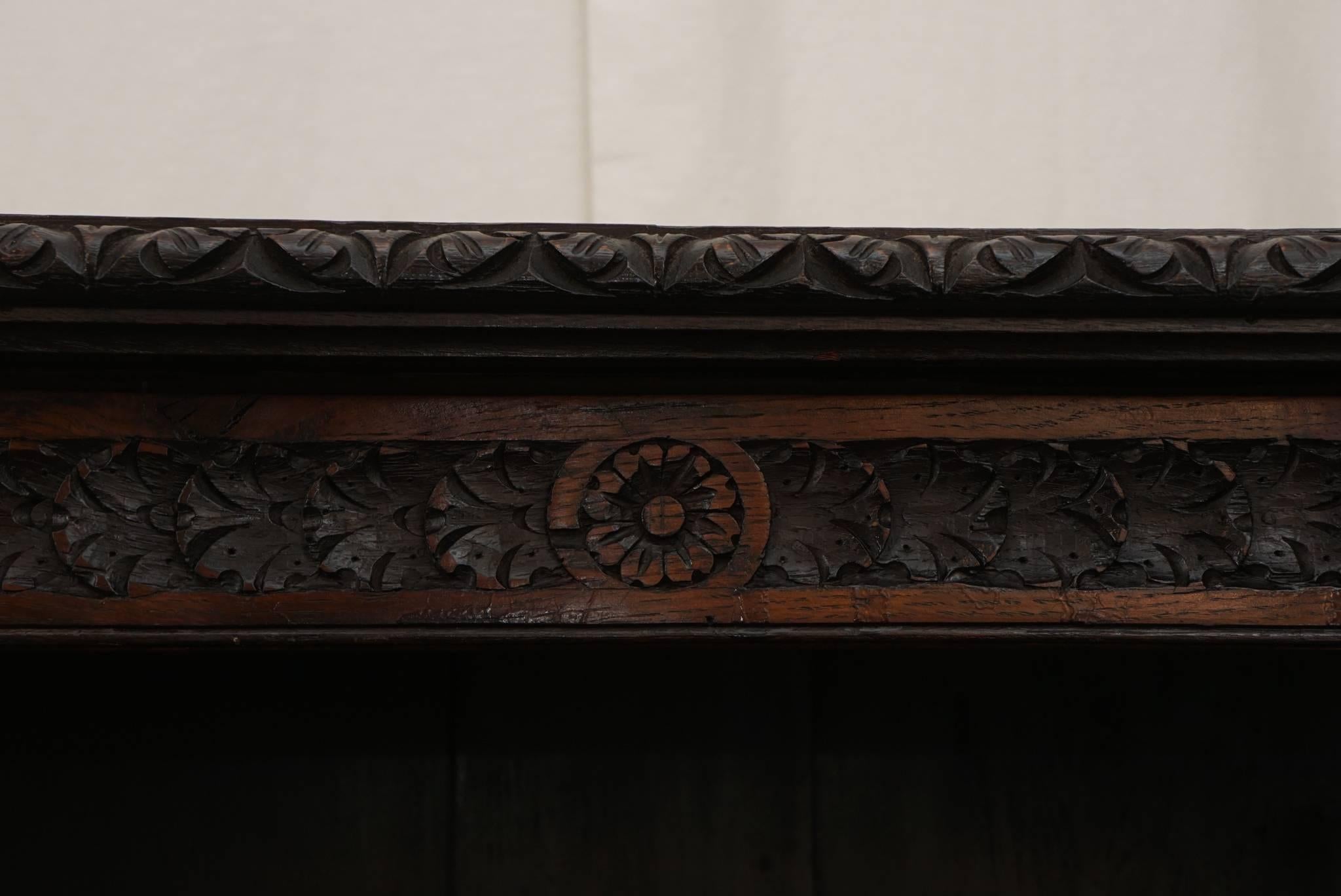 English Oak Carved Bookcase For Sale 2