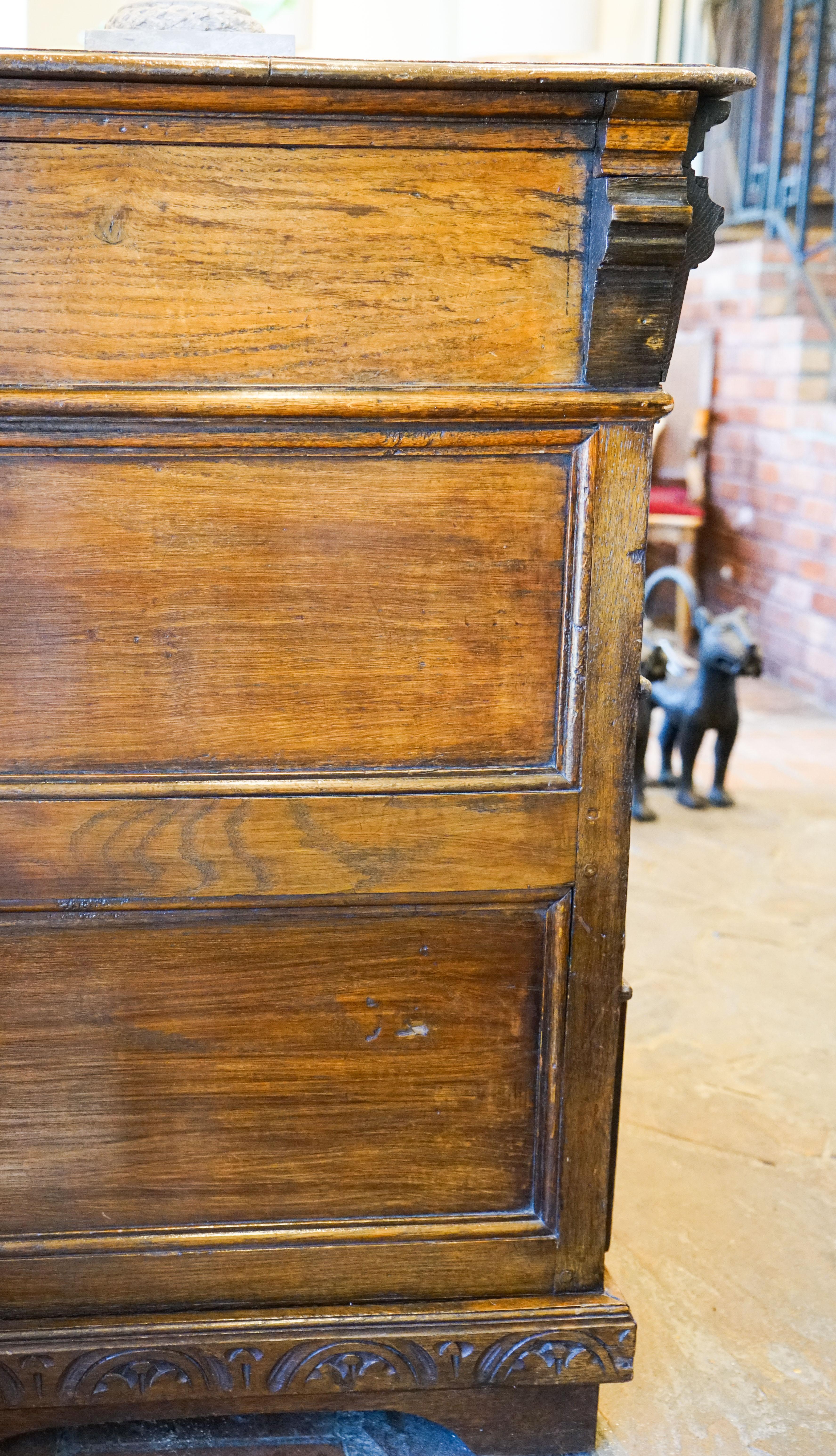 English Oak Carved Chest of Drawers For Sale 3